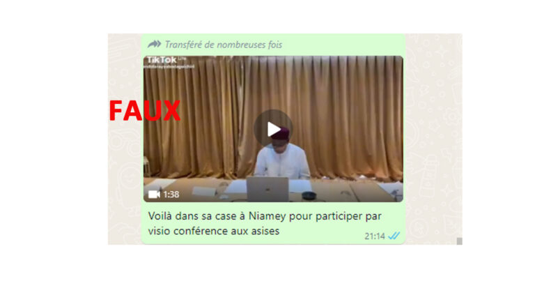 Capture d'écran dans l'application WhatsApp de la vidéo faussement interprétée.